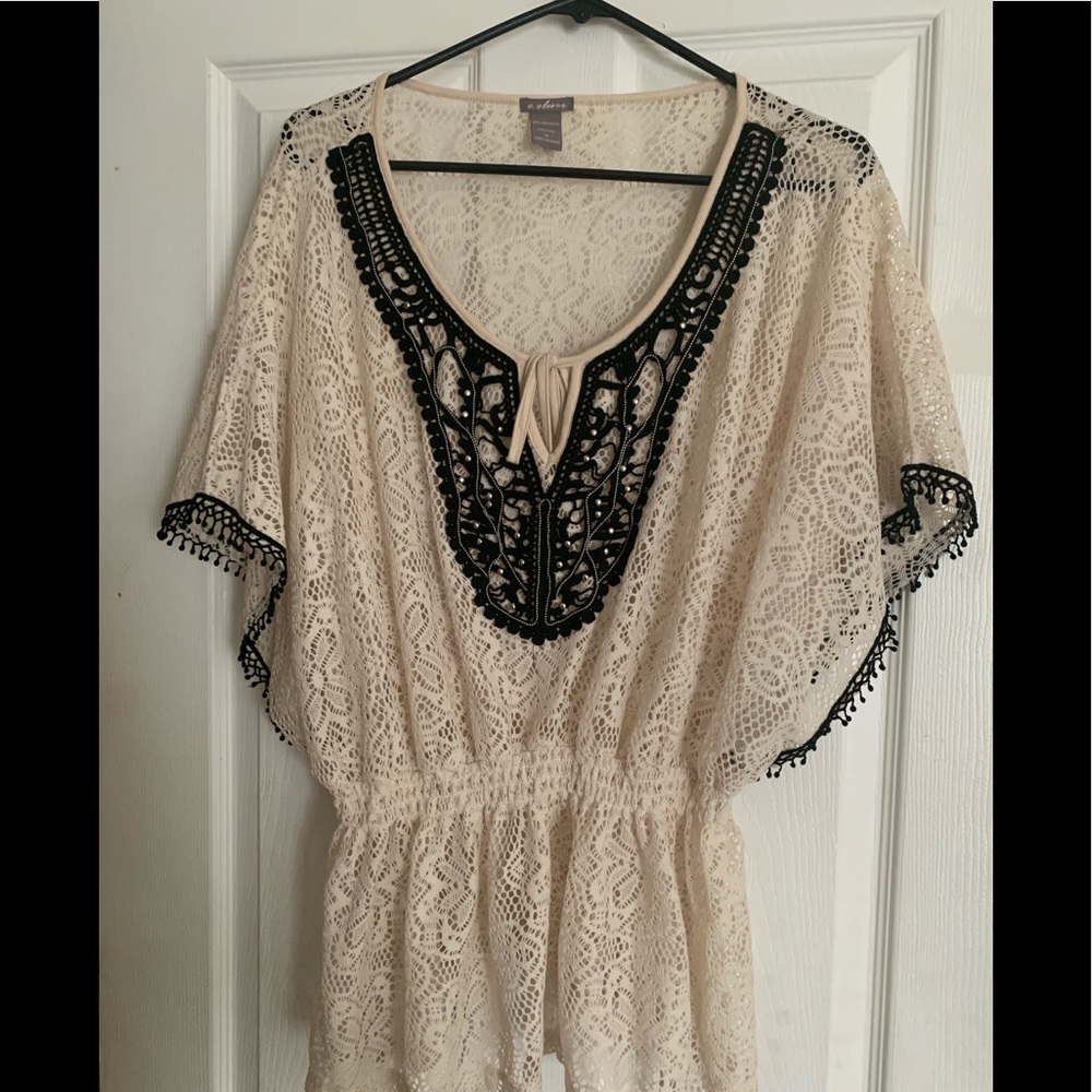 Black And White See Through Blouse